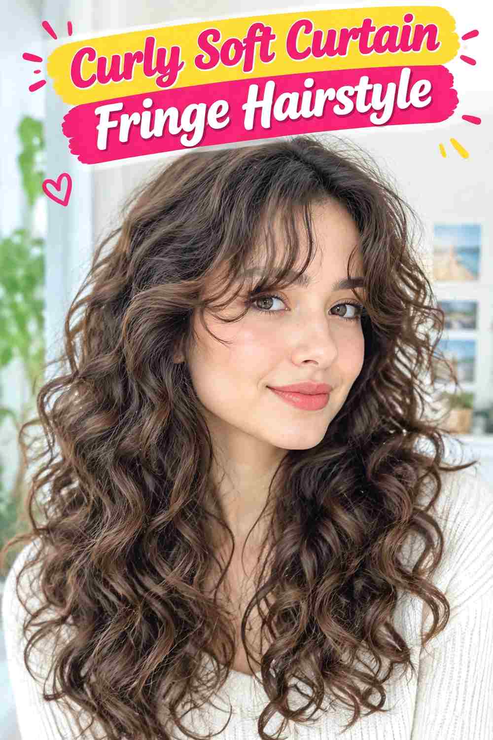 Curly Soft Curtain Fringe Hairstyle