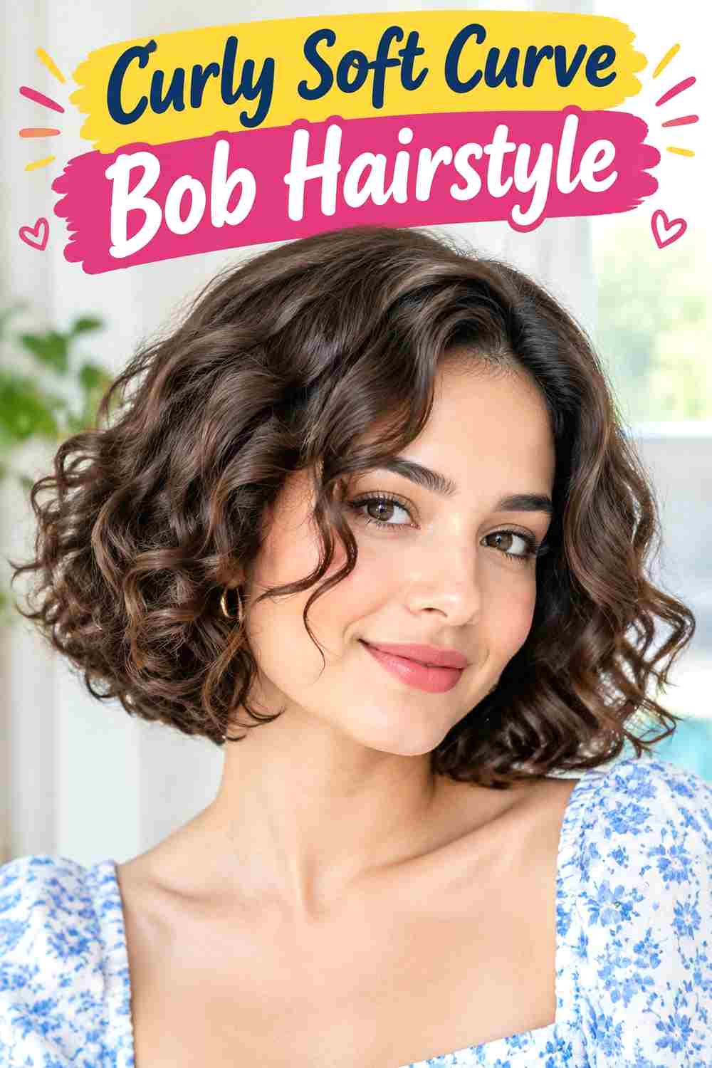Curly Soft Curve Bob Hairstyle