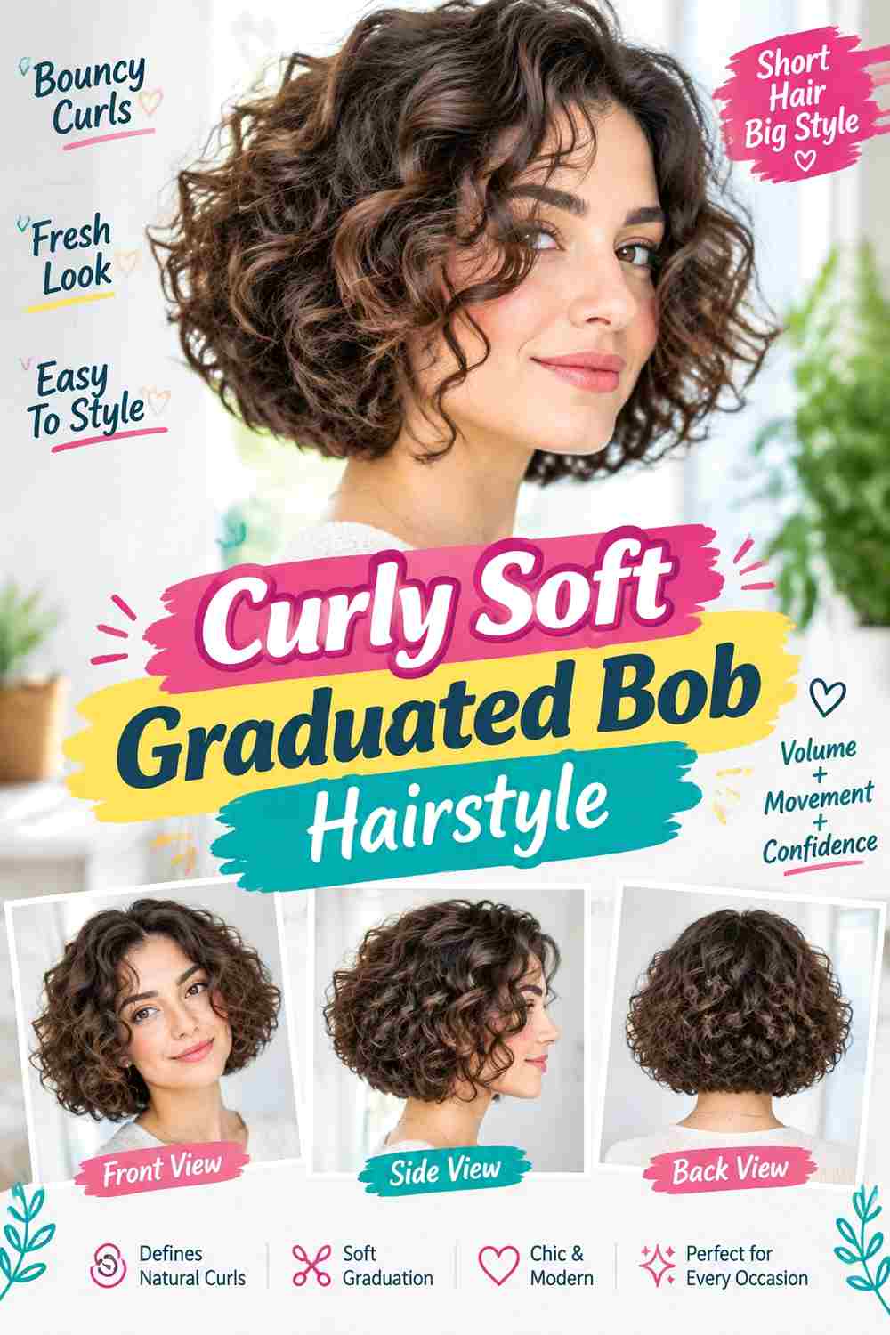 Curly Soft Graduated Bob Hairstyle