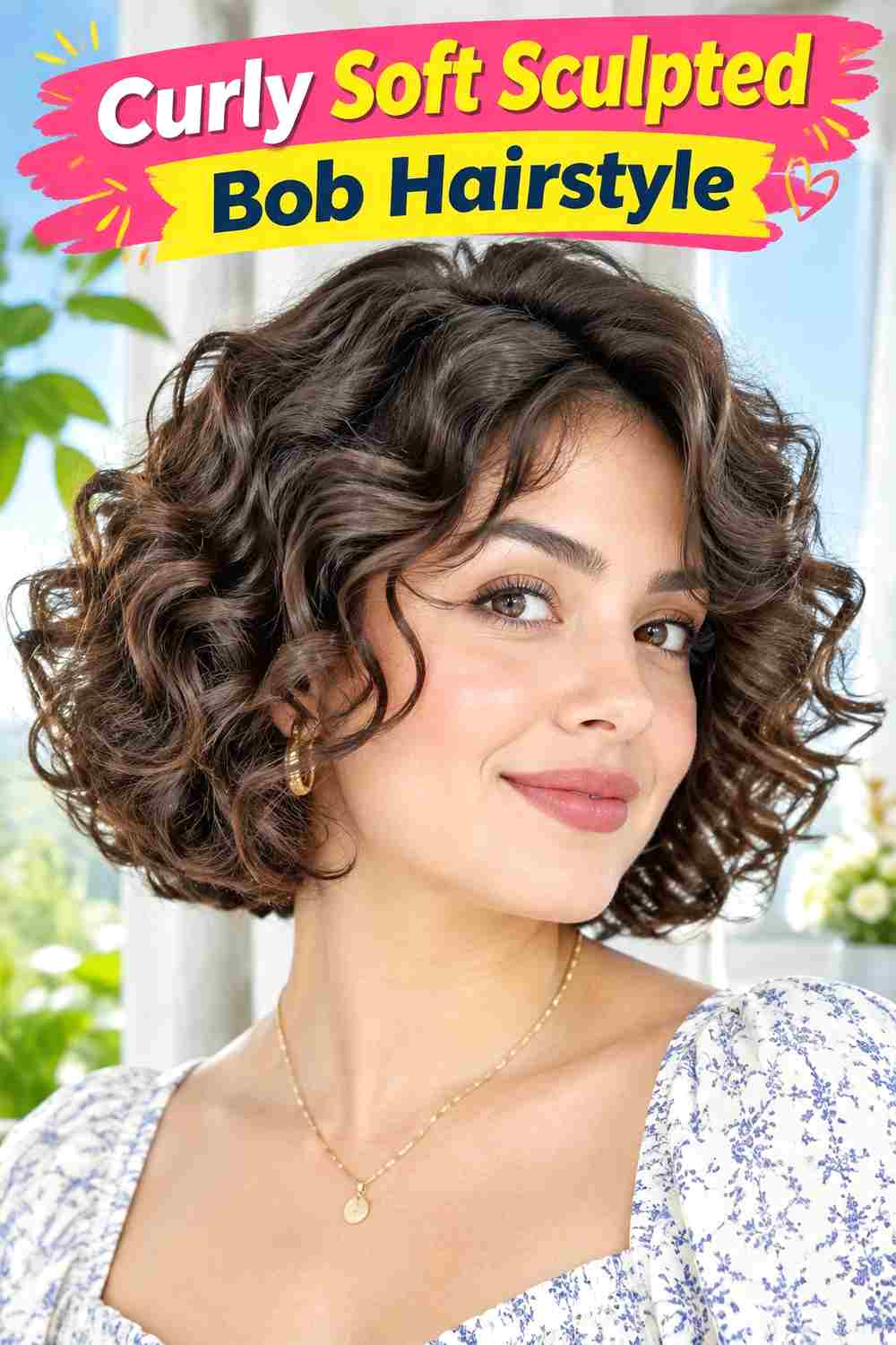 Curly Soft Sculpted Bob Hairstyle