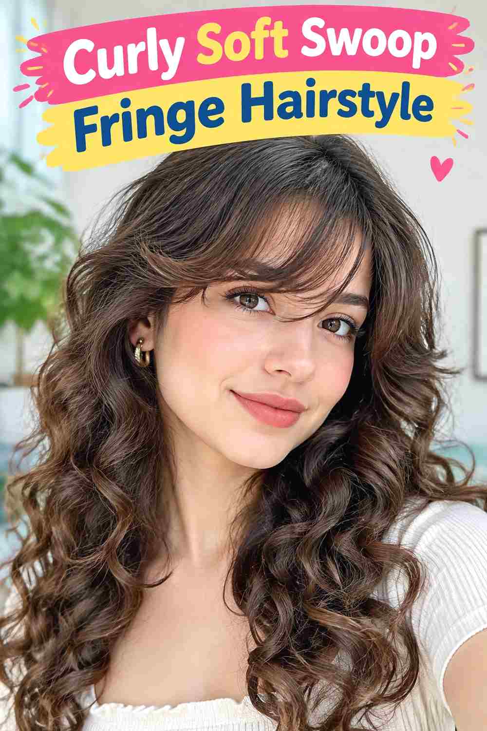 Curly Soft Swoop Fringe Hairstyle