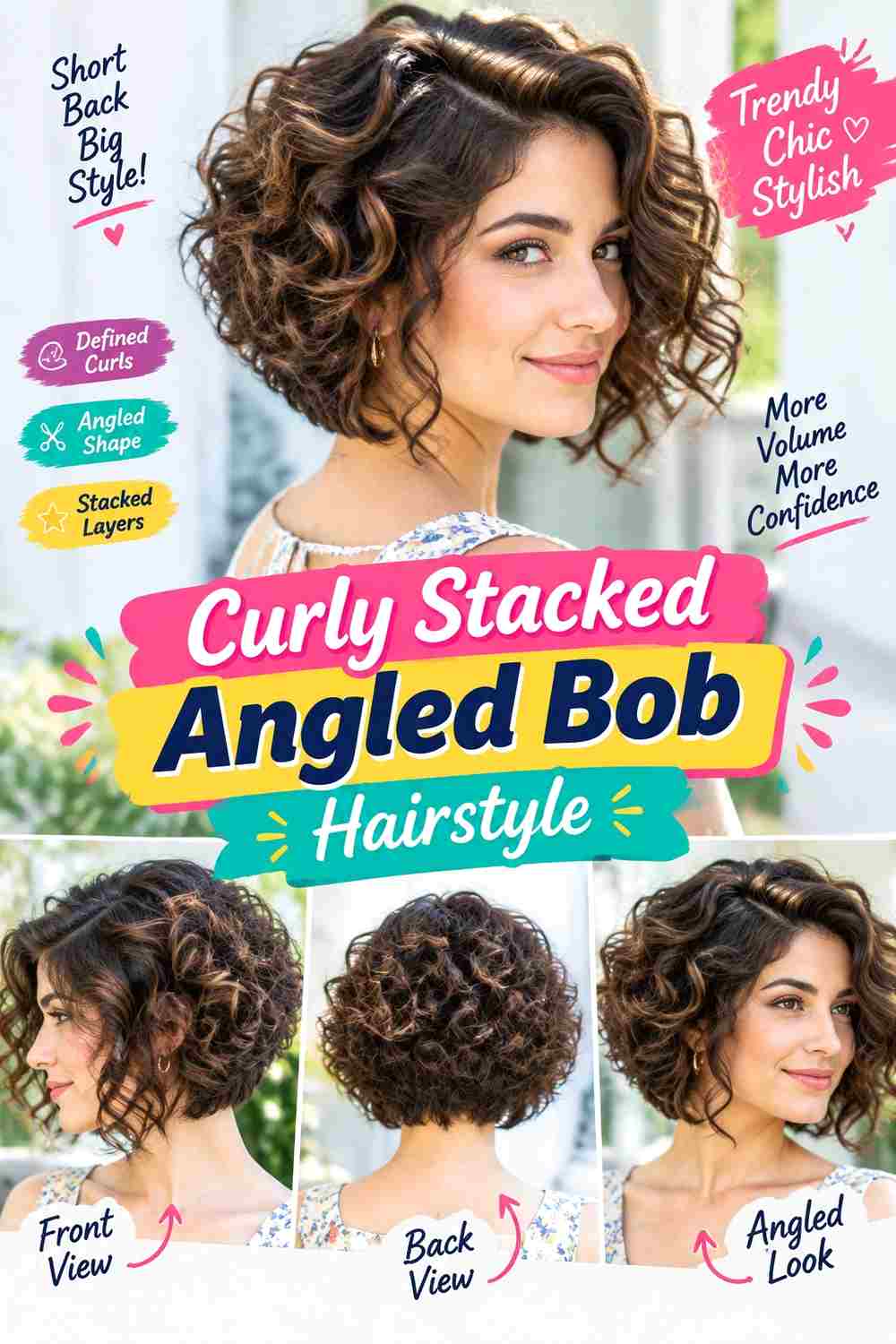 Curly Stacked Angled Bob Hairstyle