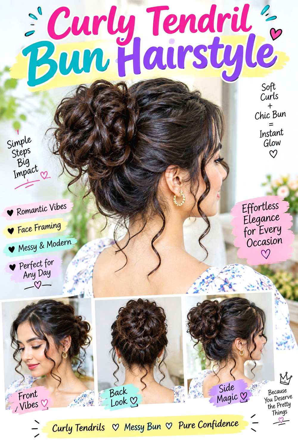 Curly Tendril Bun Hairstyle