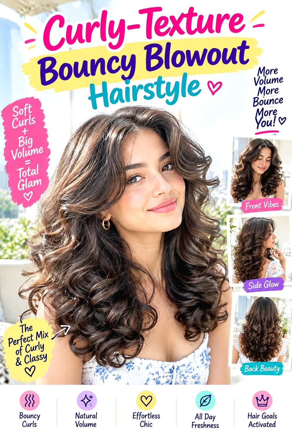 Curly-Texture Bouncy Blowout Hairstyle
