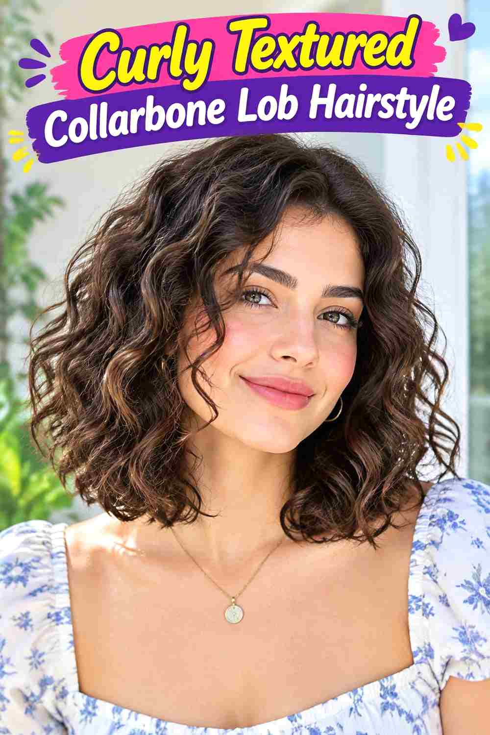 Curly Textured Collarbone Lob Hairstyle