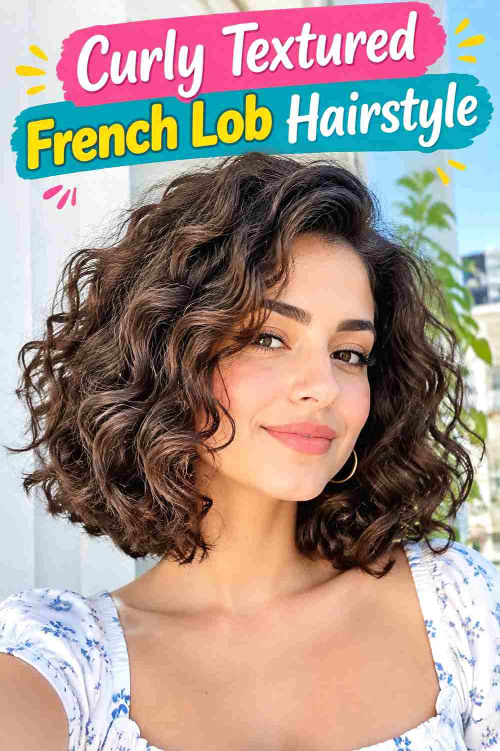 Curly Textured French Lob Hairstyle