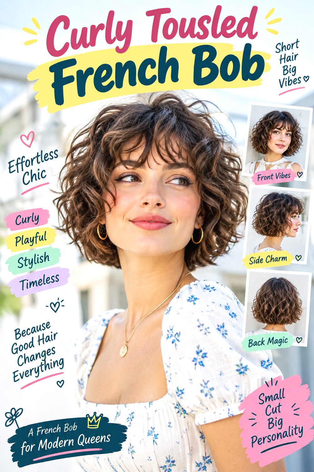 Curly Tousled French Bob Hairstyle