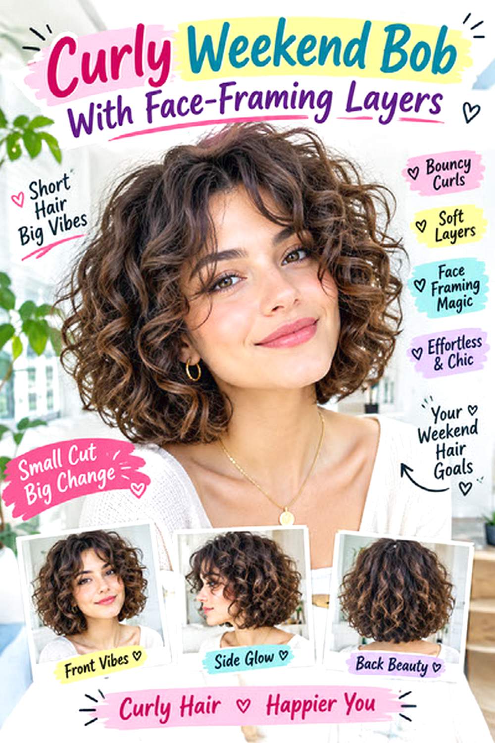 Curly Weekend Bob With Face-Framing Layers