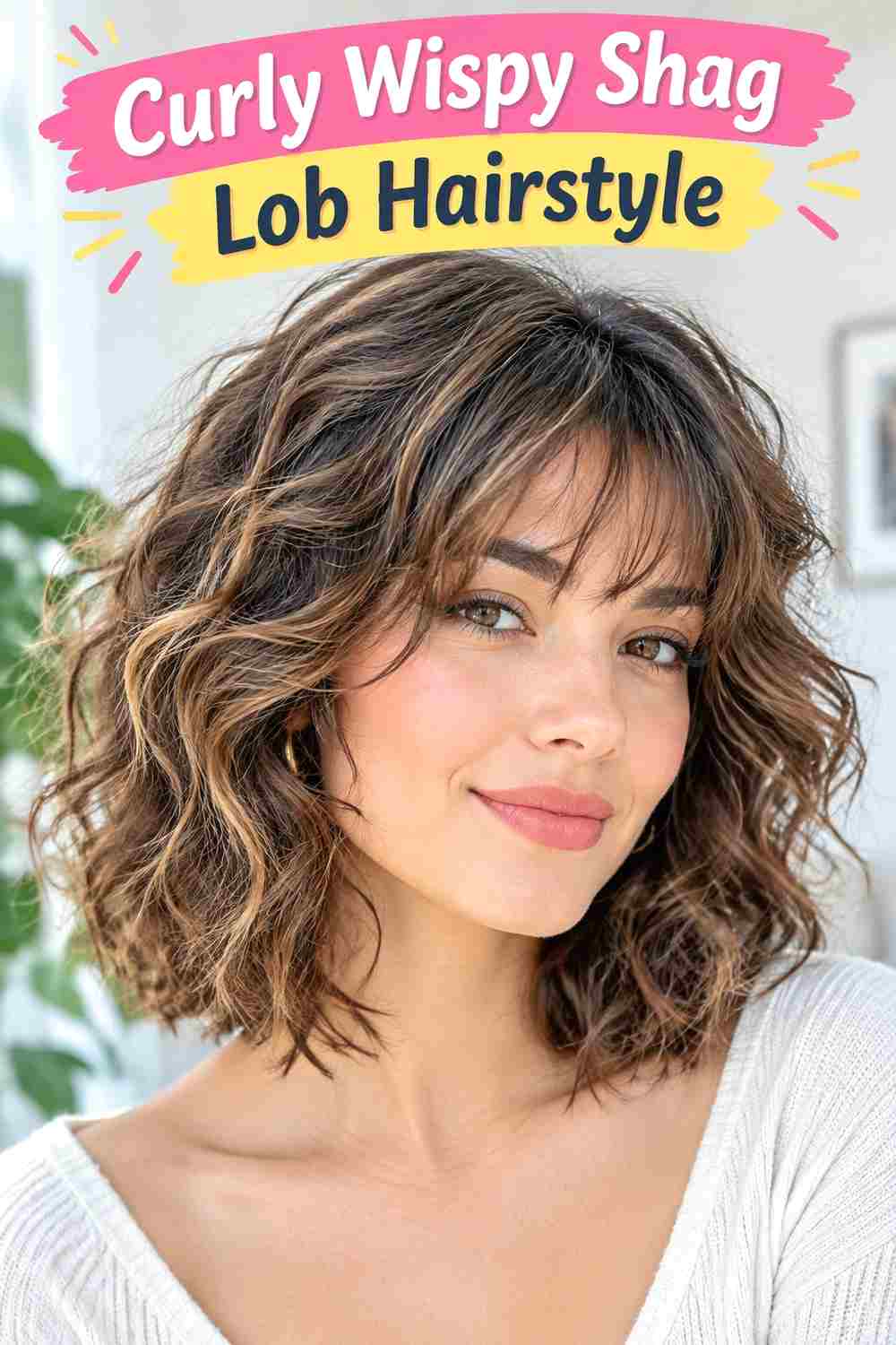 Curly Wispy Shag Lob Hairstyle