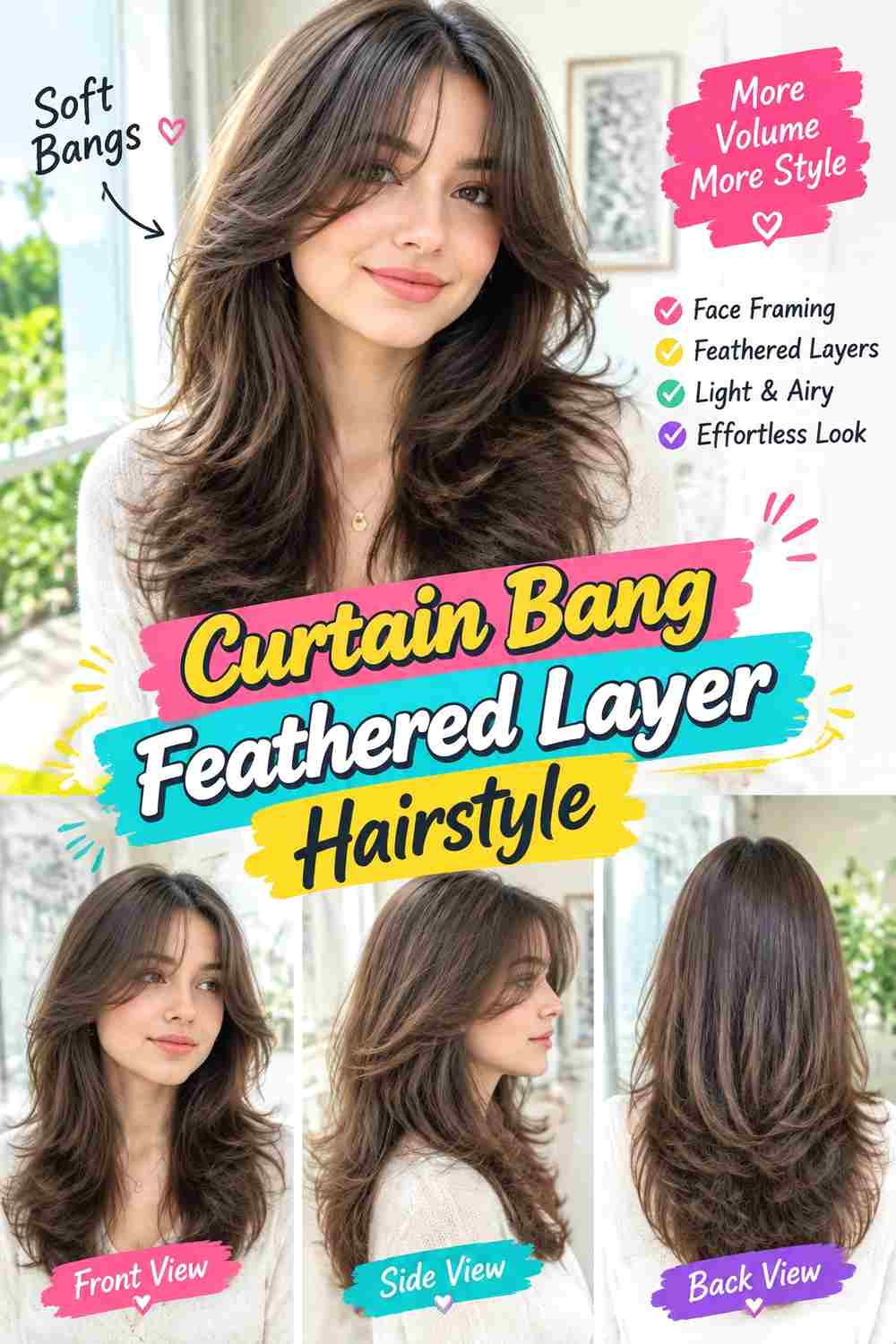Curtain Bang Feathered Layer Hairstyle