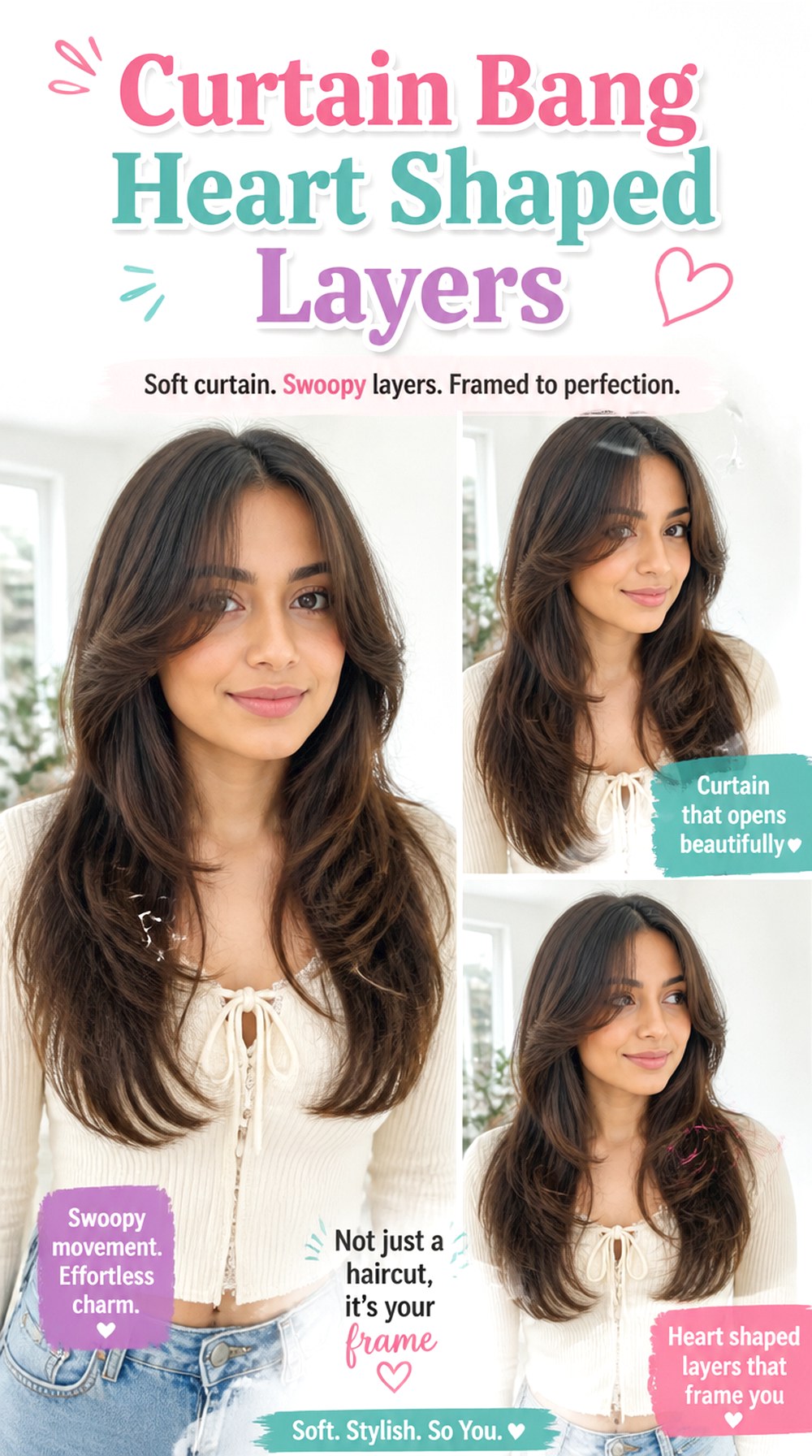 Curtain Bang Heart Shaped Layers