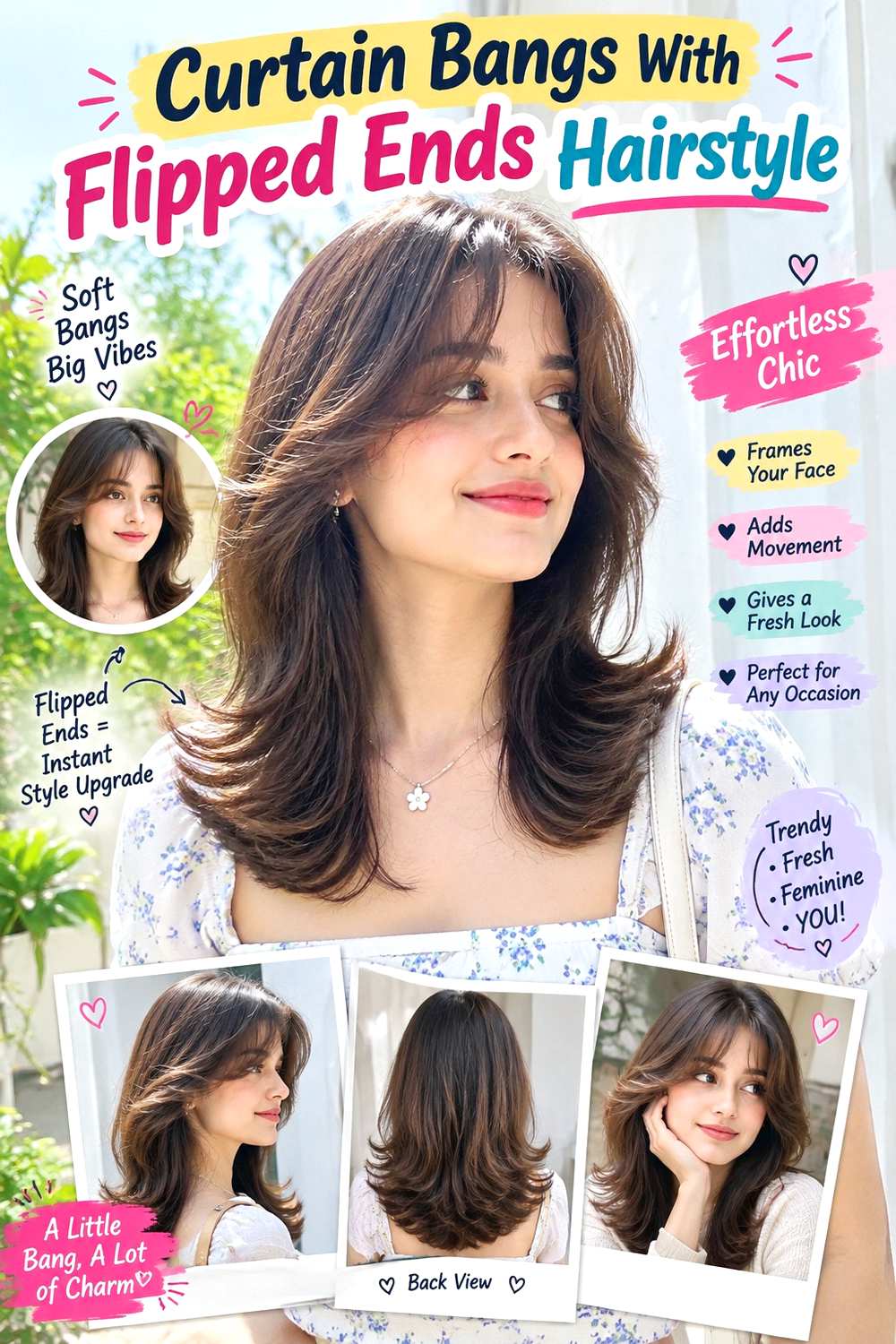 Curtain Bangs With Flipped Ends Hairstyle