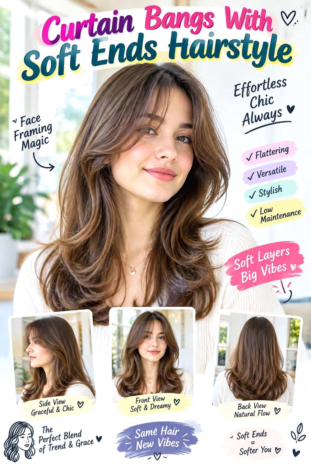 Curtain Bangs With Soft Ends Hairstyle