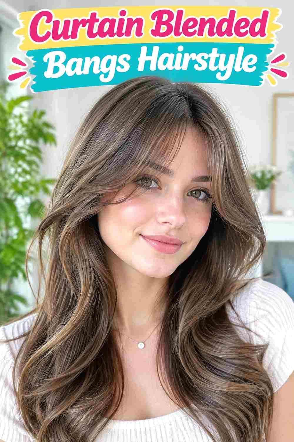 Curtain Blended Bangs Hairstyle