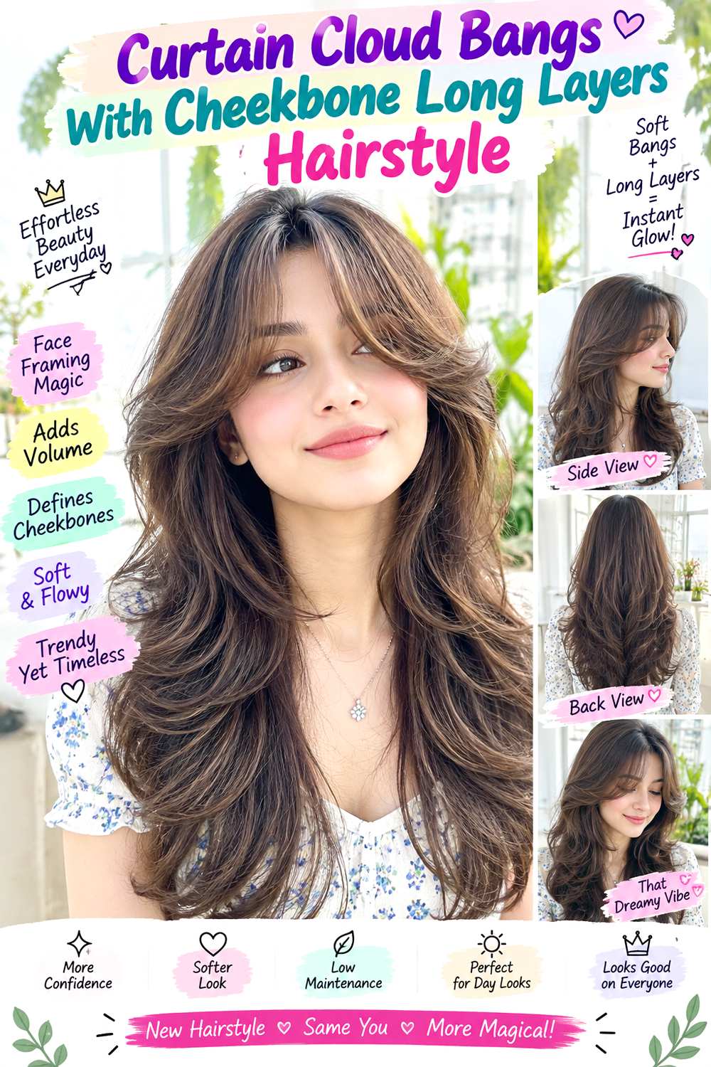 Curtain Cloud Bangs With Cheekbone Long Layers Hairstyle