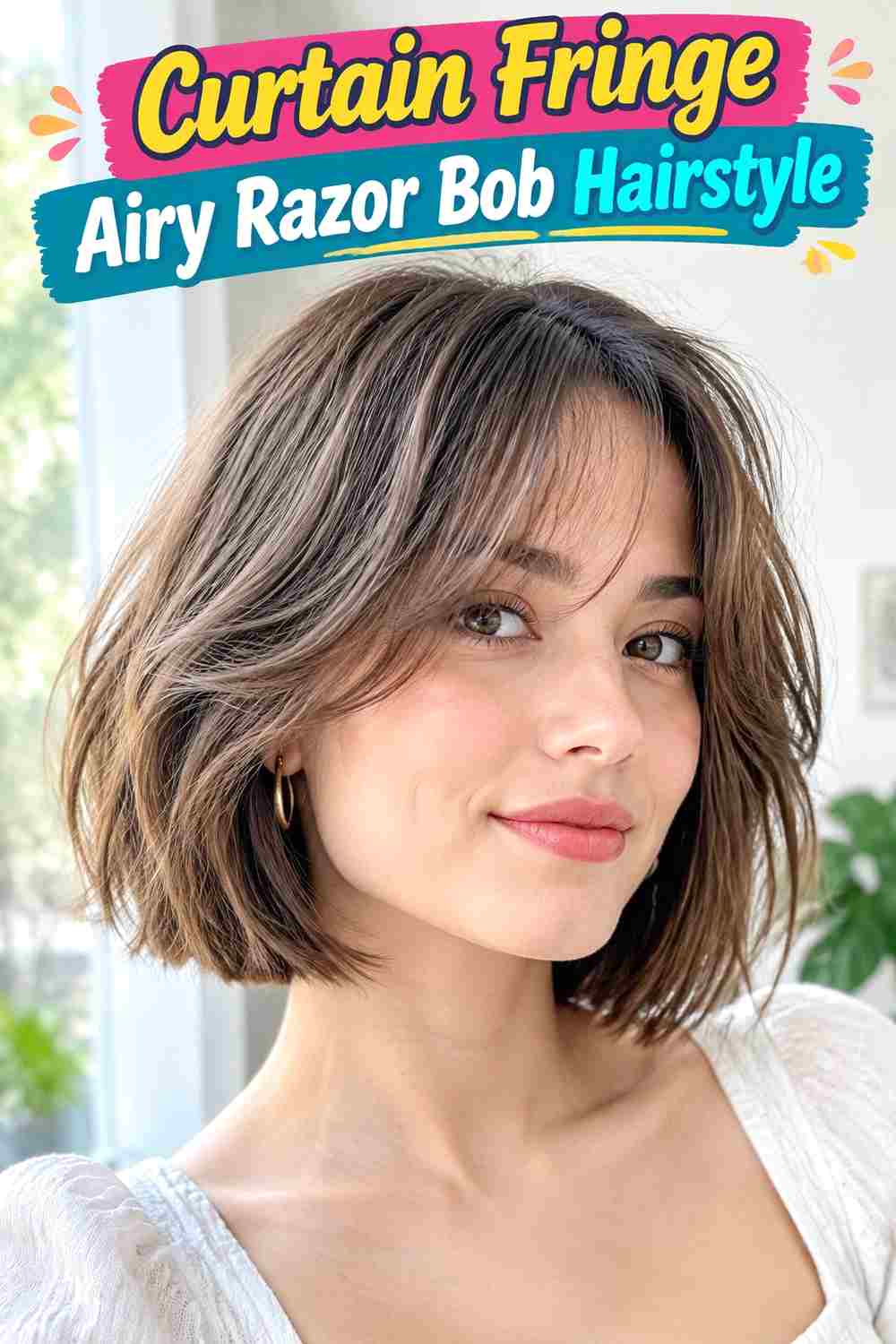 Curtain Fringe Airy Razor Bob Hairstyle