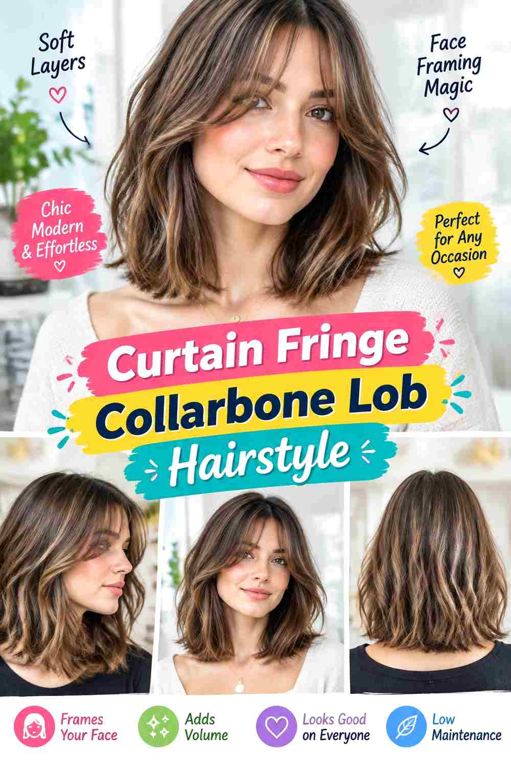Curtain Fringe Collarbone Lob Hairstyle