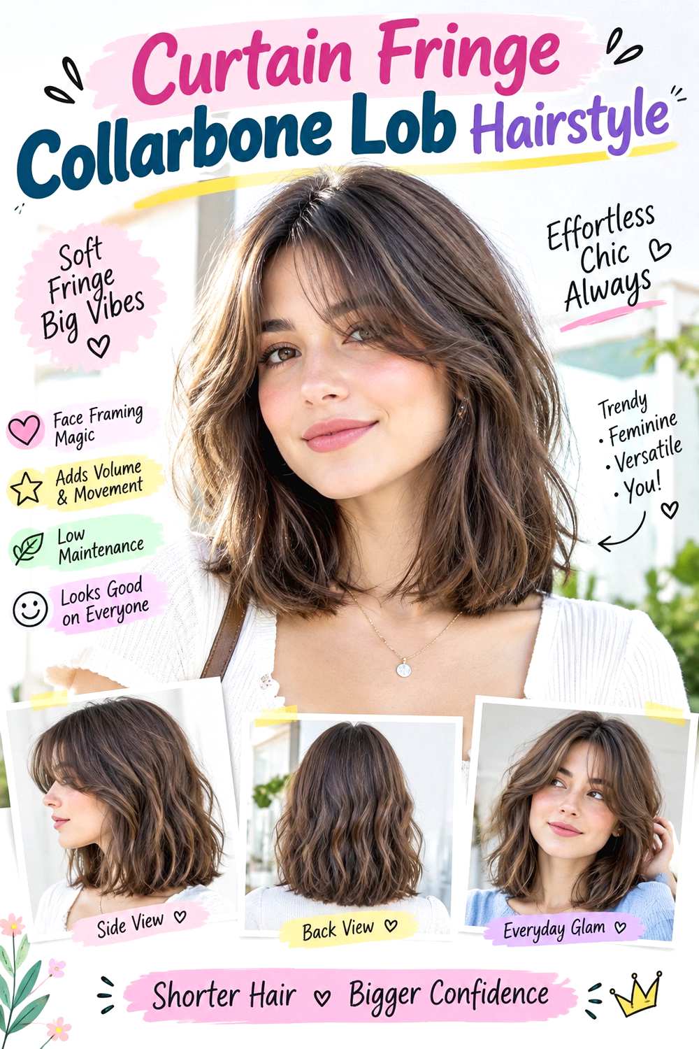 Curtain Fringe Collarbone Lob Hairstyle