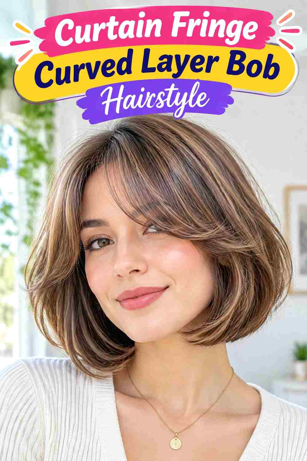 Curtain Fringe Curved Layer Bob Hairstyle