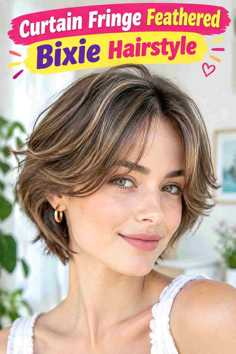 Curtain Fringe Feathered Bixie Hairstyle