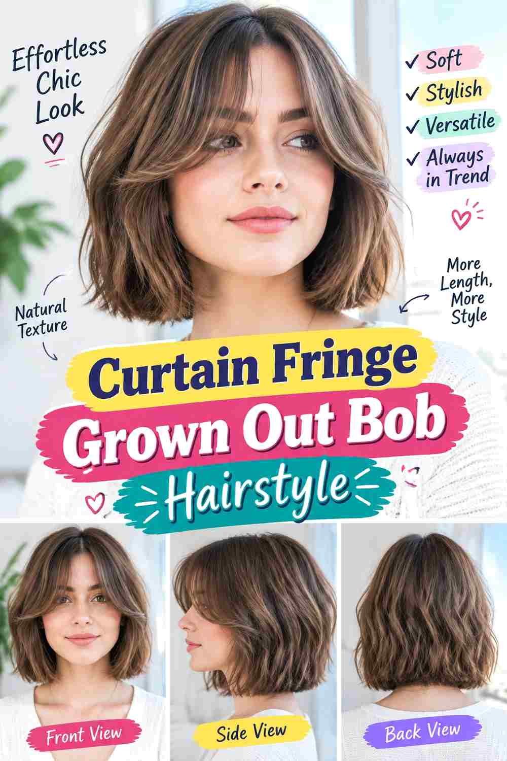Curtain Fringe Grown Out Bob Hairstyle