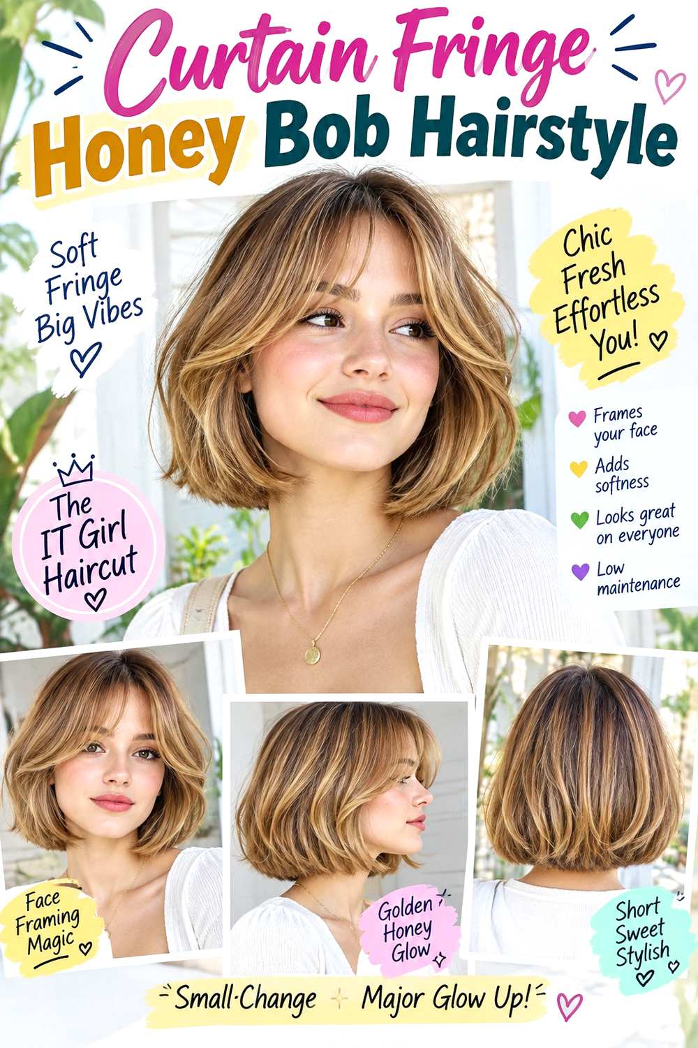 Curtain Fringe Honey Bob Hairstyle