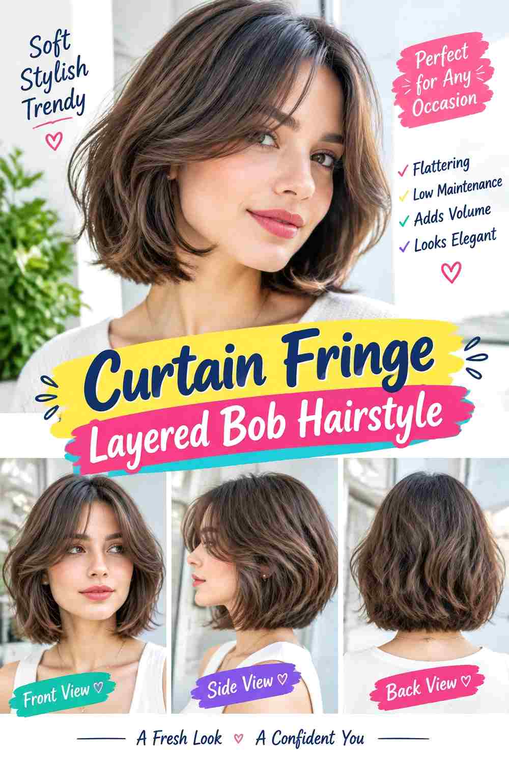 Curtain Fringe Layered Bob Hairstyle