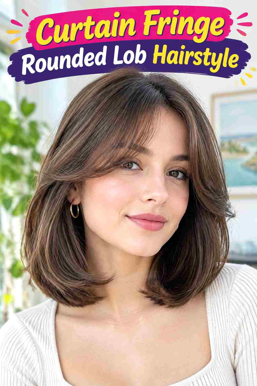 Curtain Fringe Rounded Lob Hairstyle
