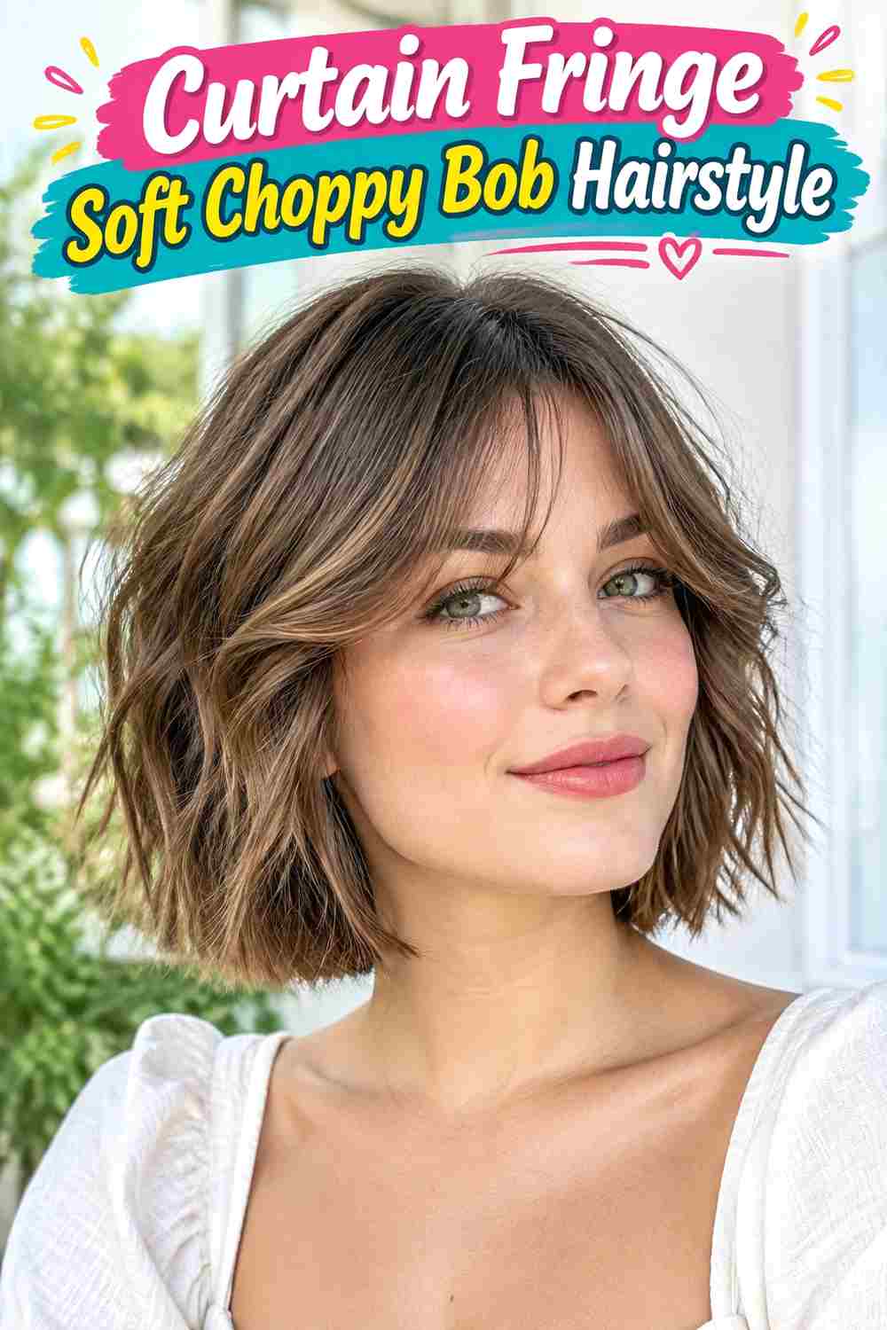 Curtain Fringe Soft Choppy Bob Hairstyle