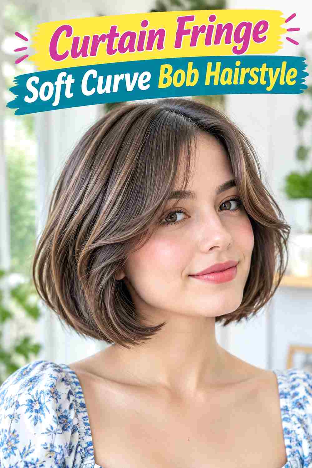 Curtain Fringe Soft Curve Bob Hairstyle