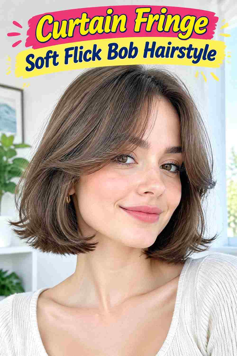 Curtain Fringe Soft Flick Bob Hairstyle