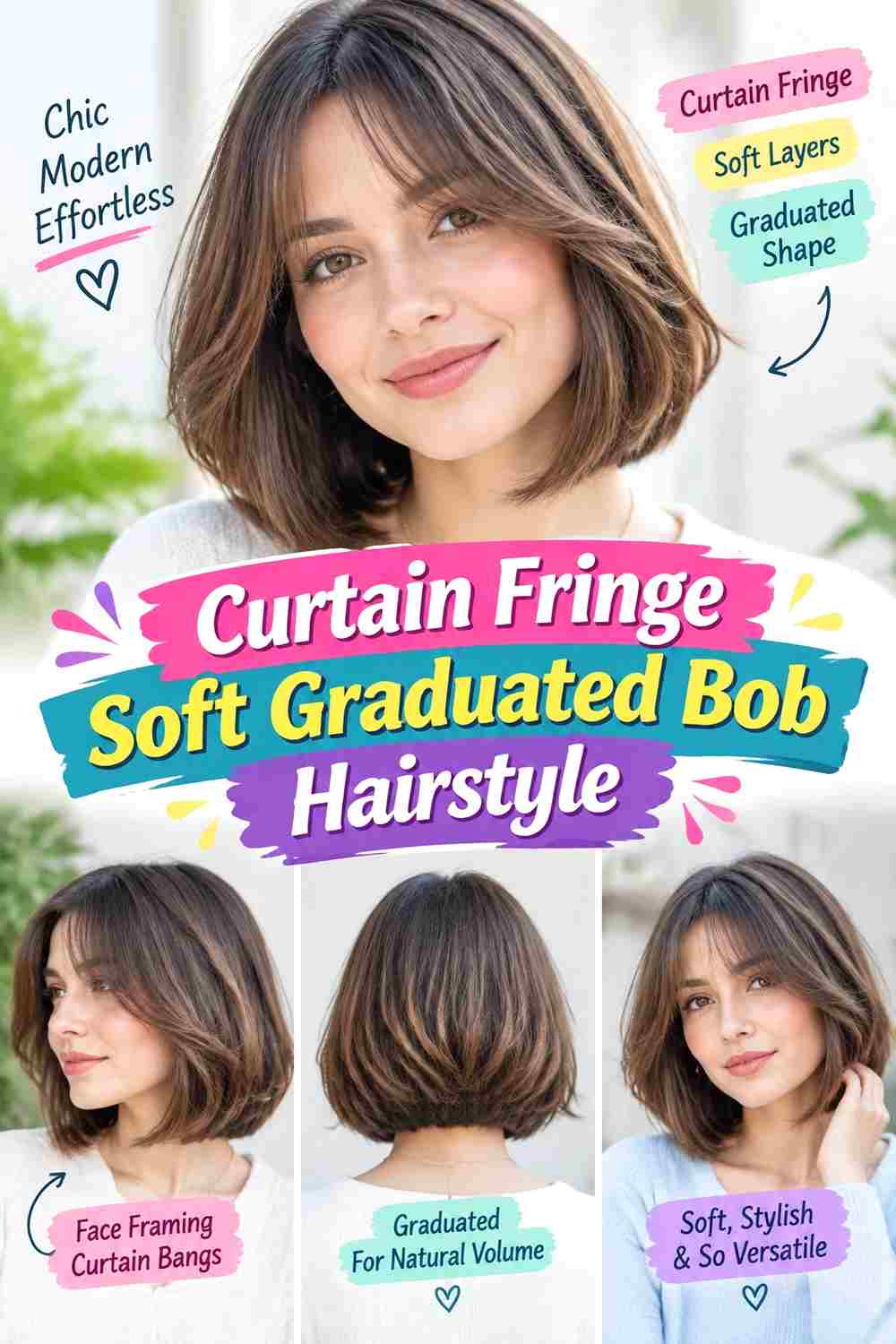 Curtain Fringe Soft Graduated Bob Hairstyle