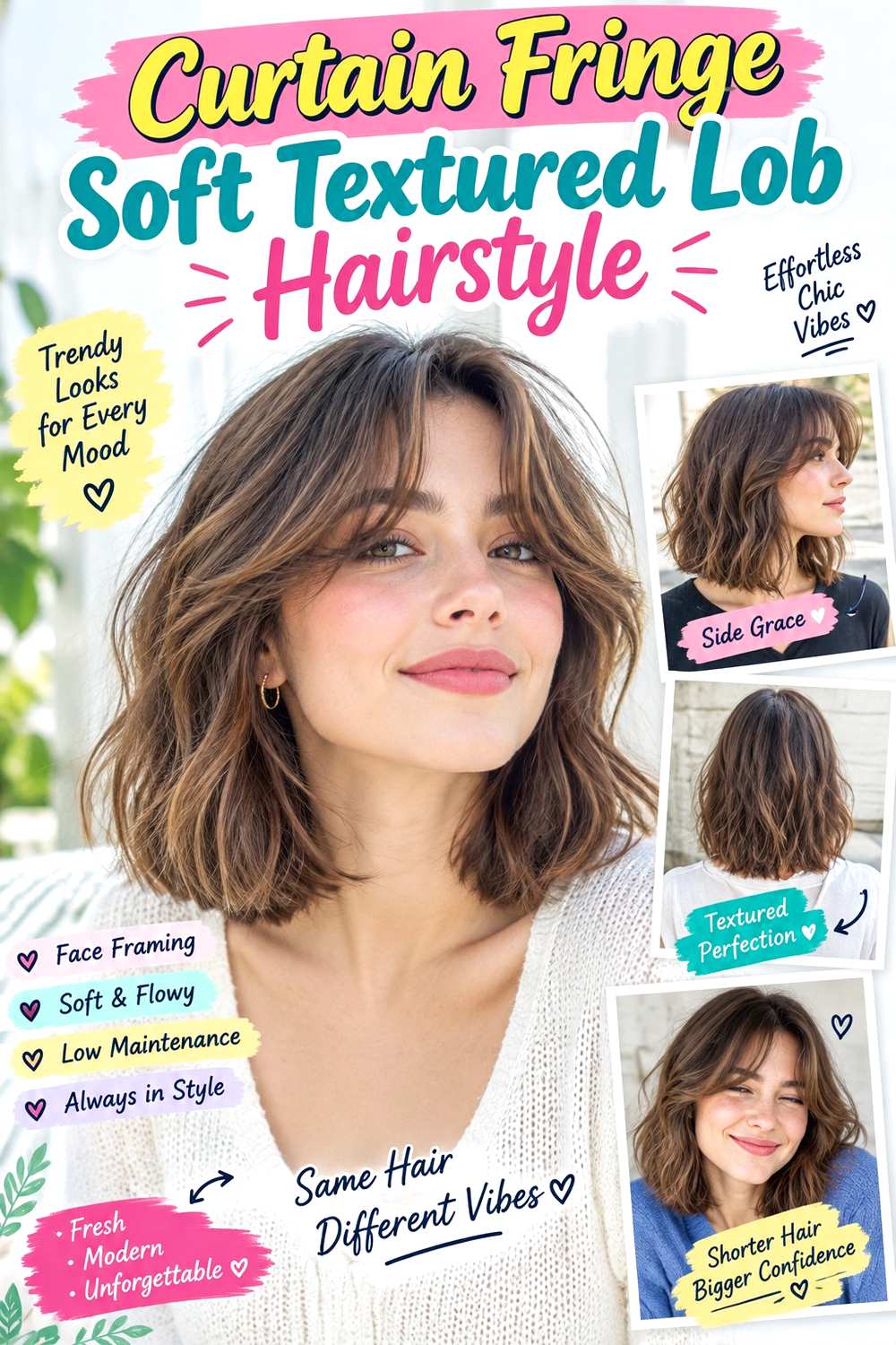 Curtain Fringe Soft Textured Lob Hairstyle