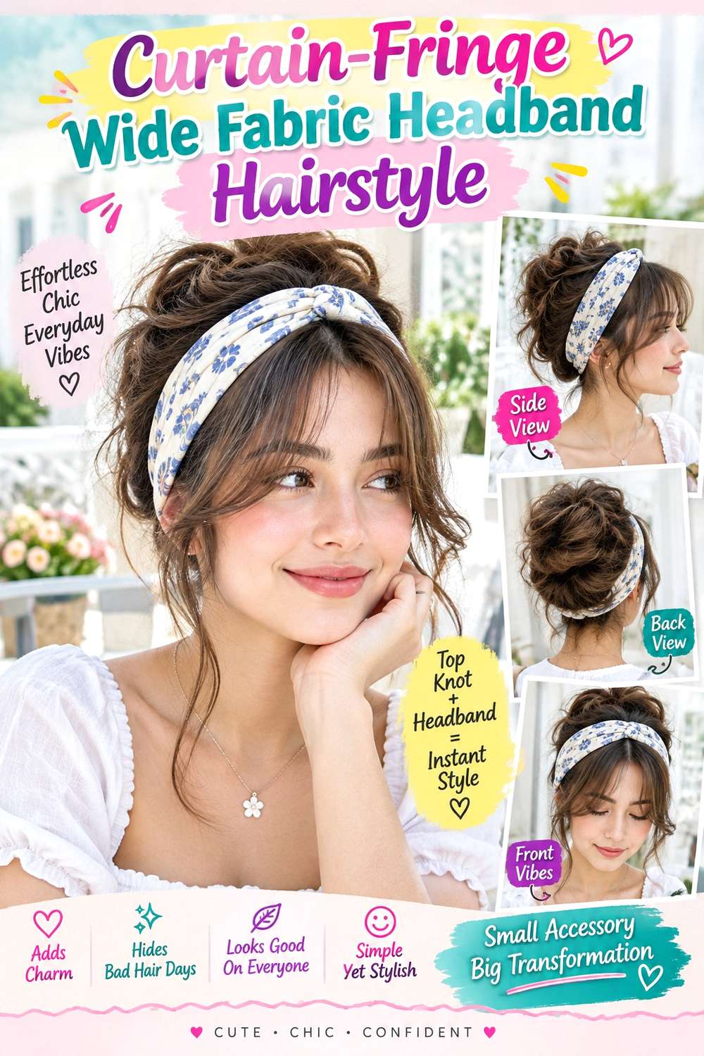 Curtain-Fringe Wide Fabric Headband Hairstyle