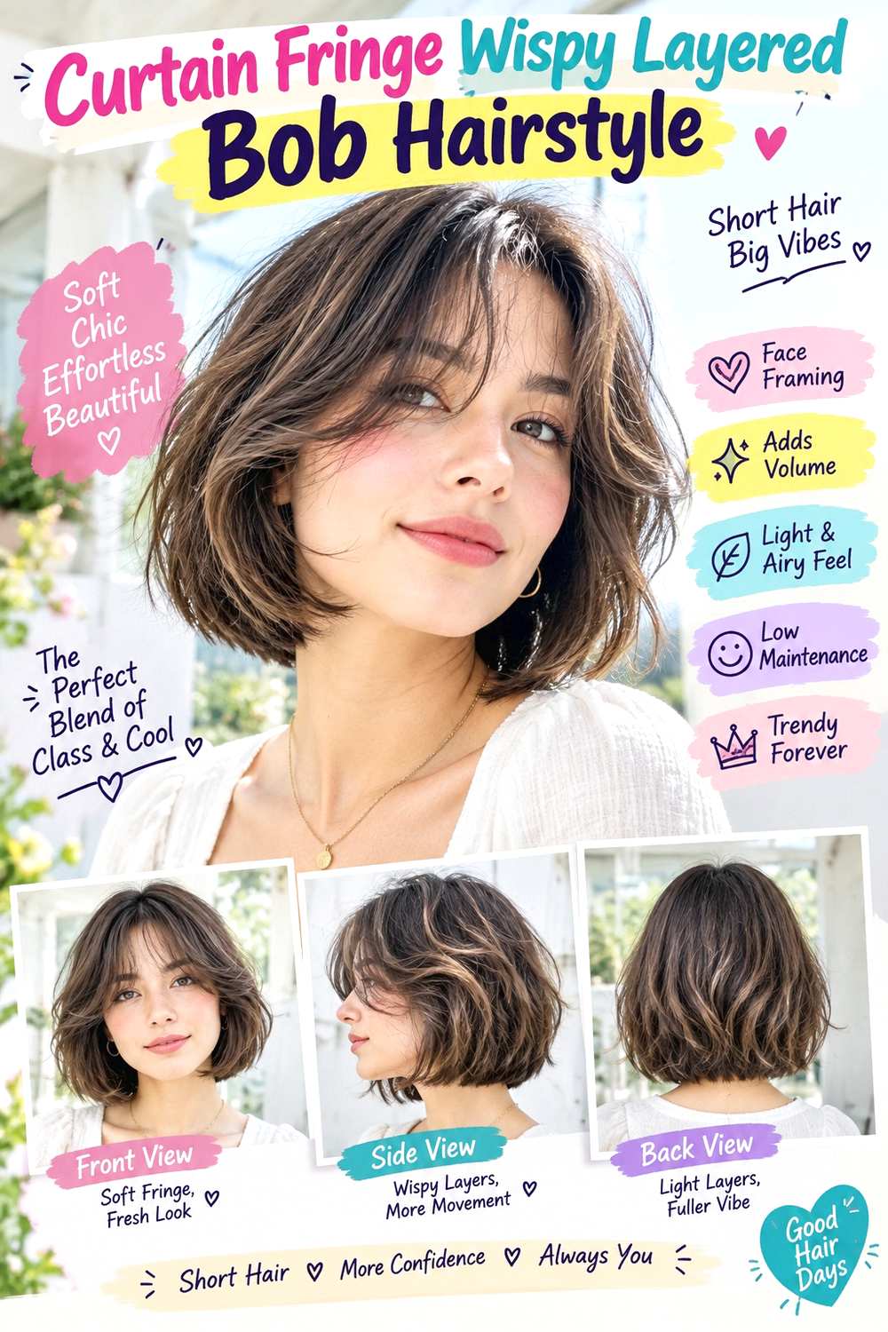 Curtain Fringe Wispy Layered Bob Hairstyle