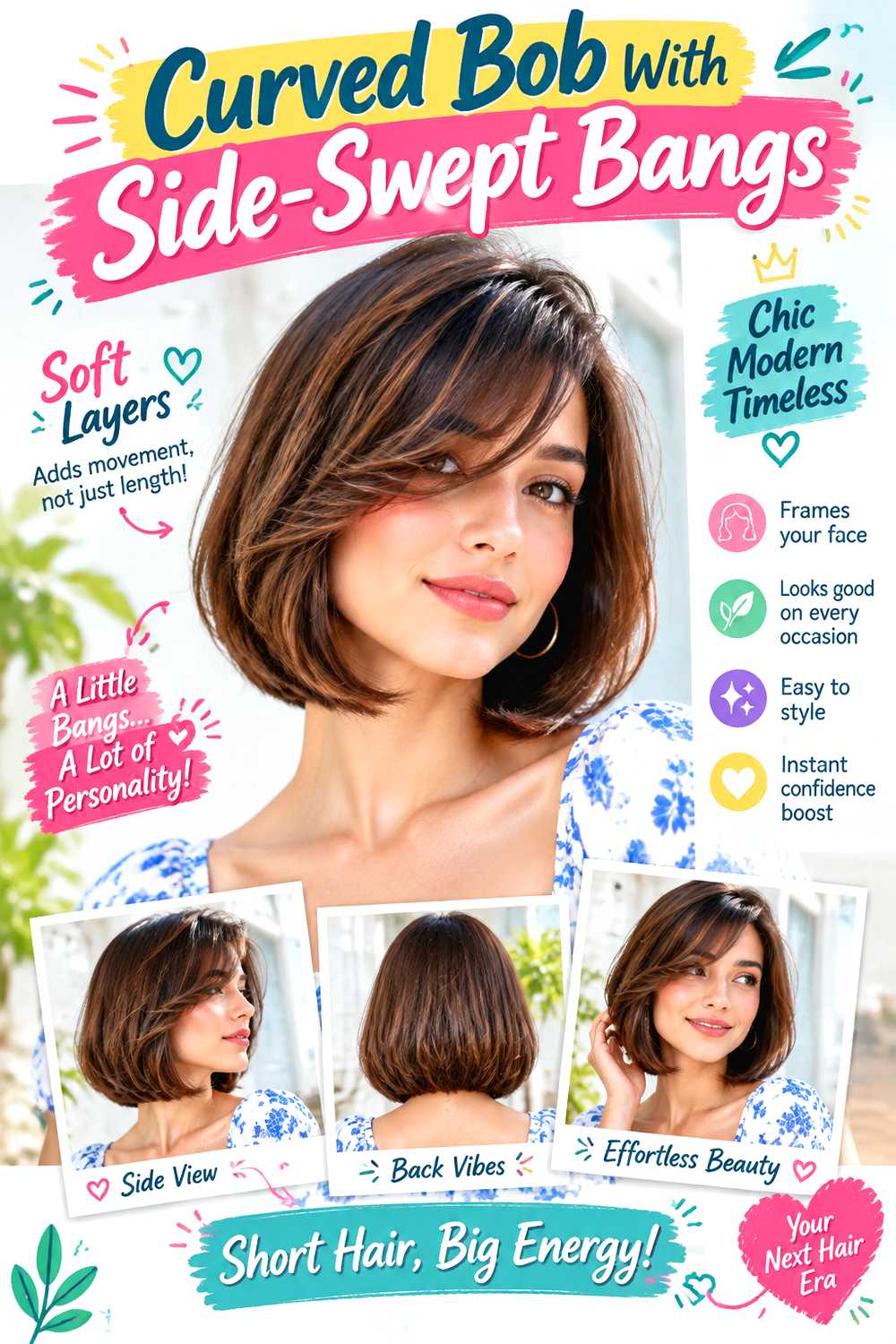 Curved Bob With Side-Swept Bangs
