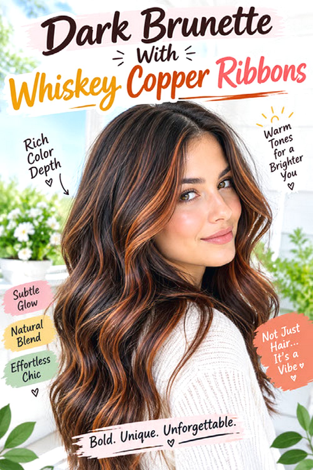 Dark Brunette With Whiskey Copper Ribbons