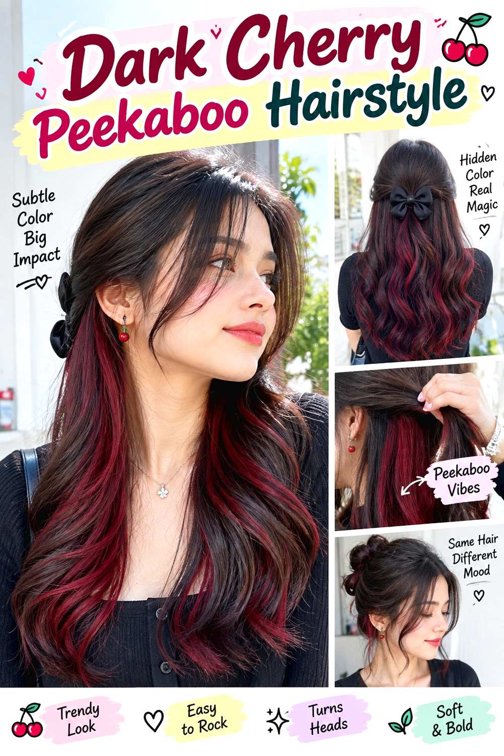 Dark Cherry Peekaboo Hairstyle