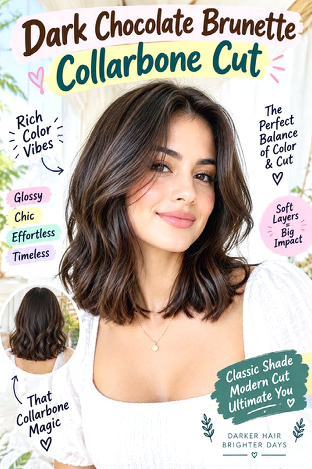 Dark Chocolate Brunette Collarbone Cut