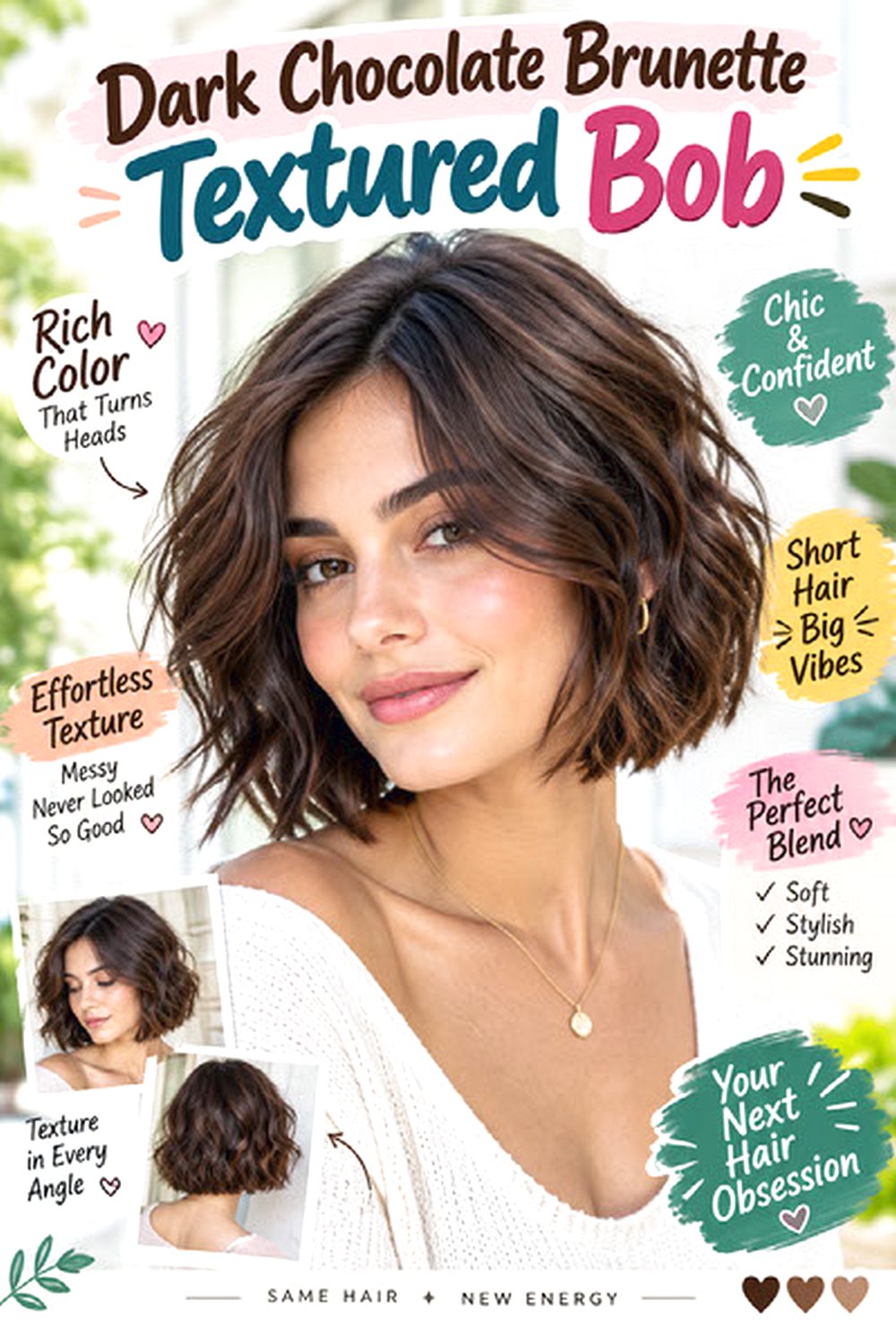 Dark Chocolate Brunette Textured Bob