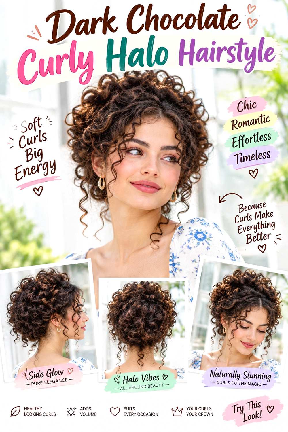 Dark Chocolate Curly Halo Hairstyle