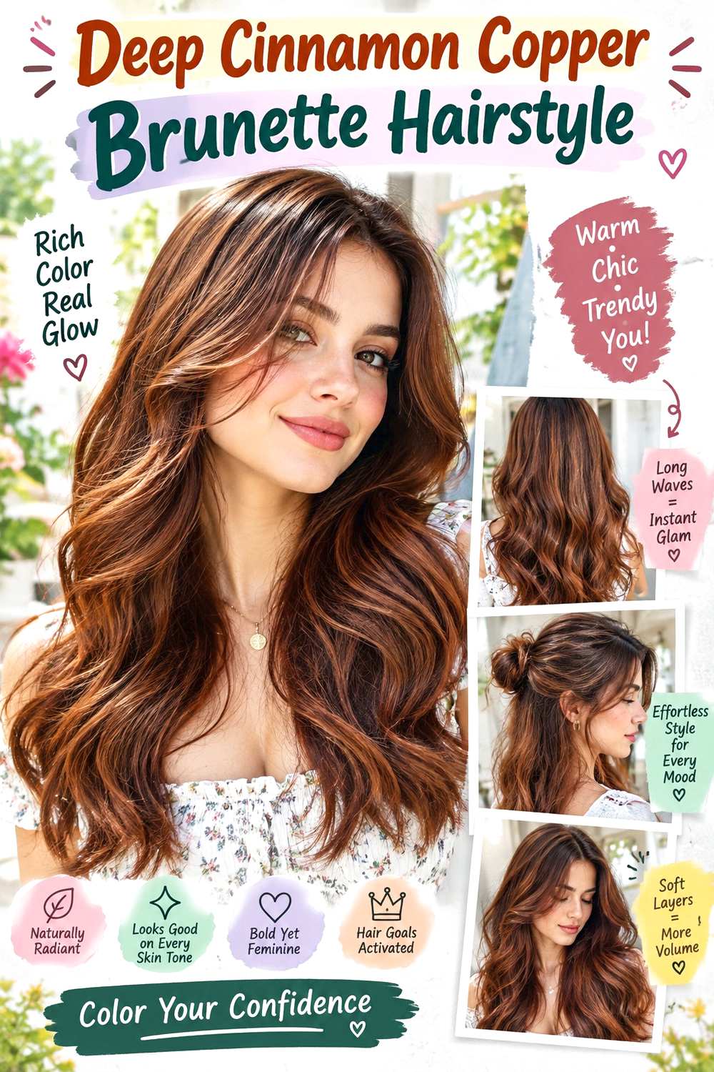Deep Cinnamon Copper Brunette Hairstyle