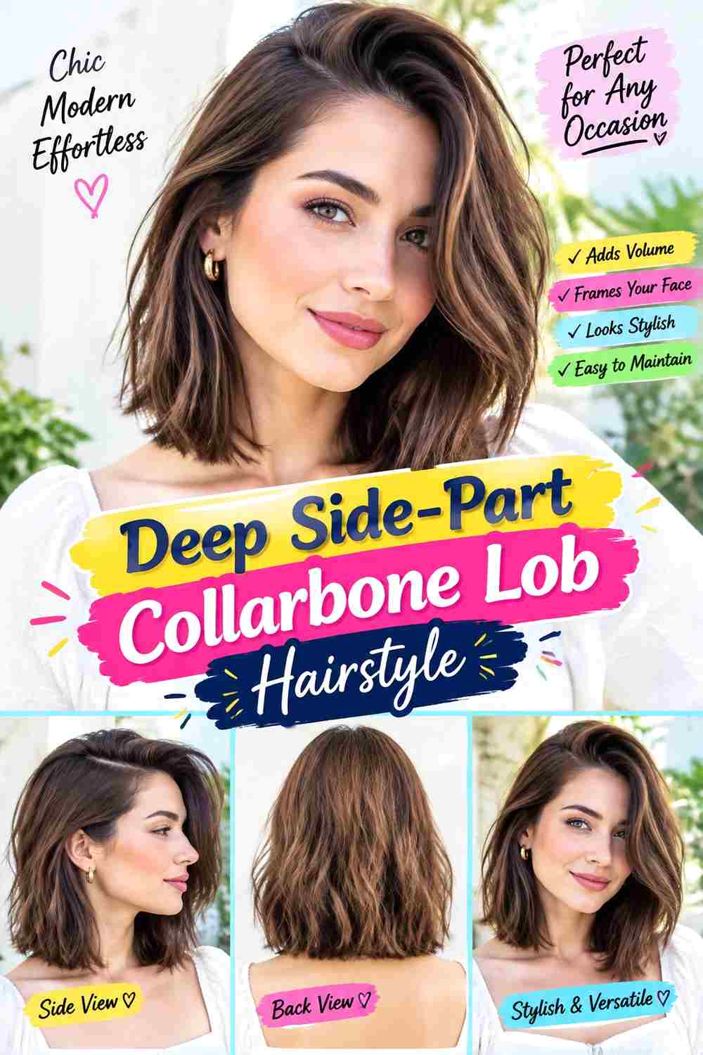 Deep Side-Part Collarbone Lob Hairstyle