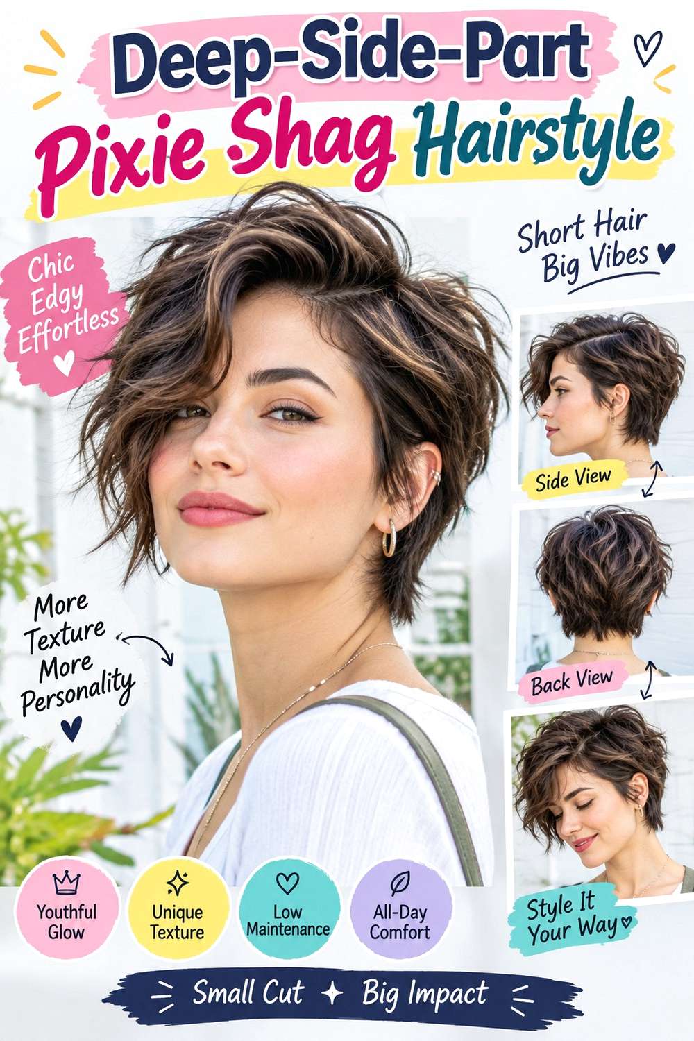 Deep-Side-Part Pixie Shag Hairstyle