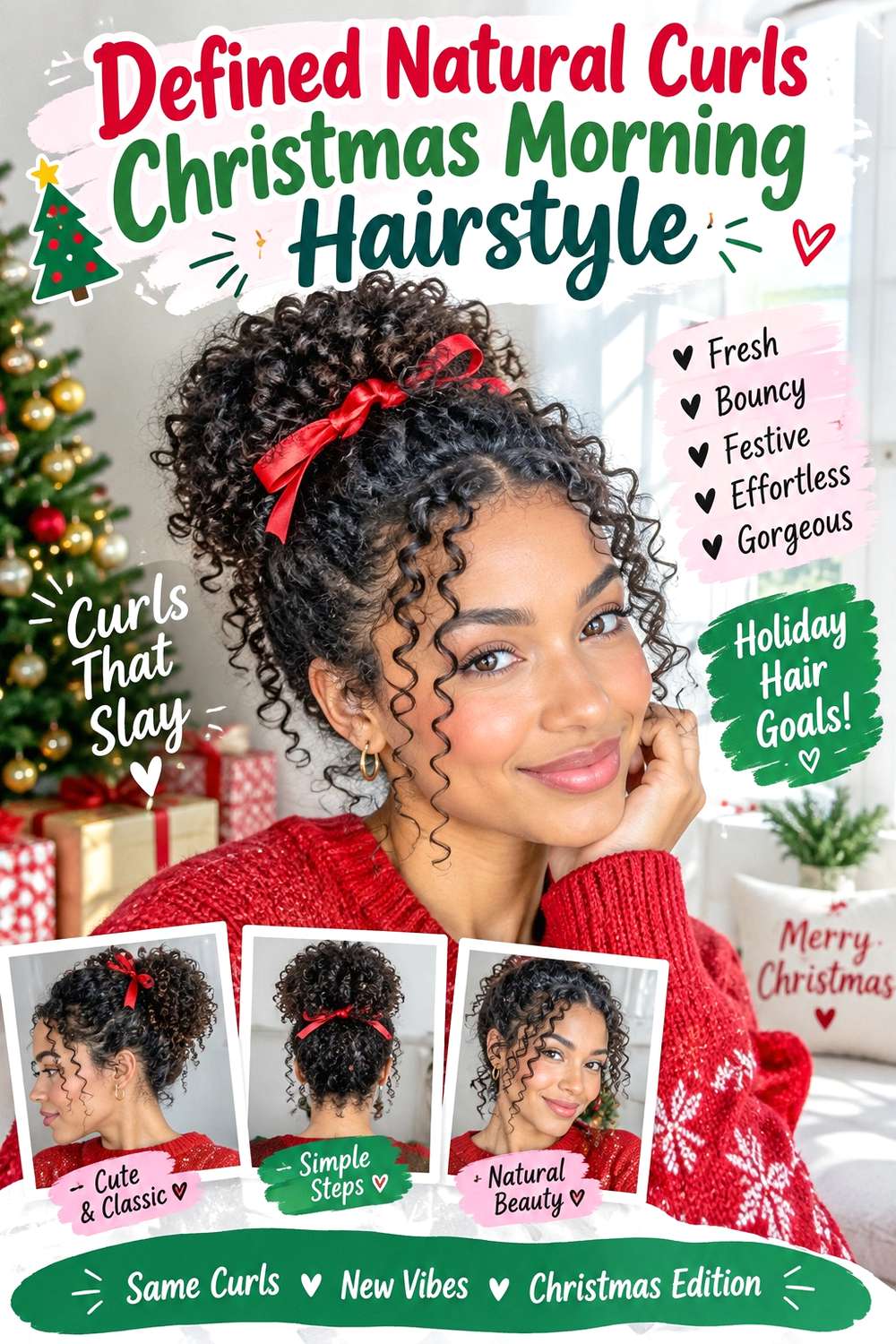 Defined Natural Curls Christmas Morning Hairstyle