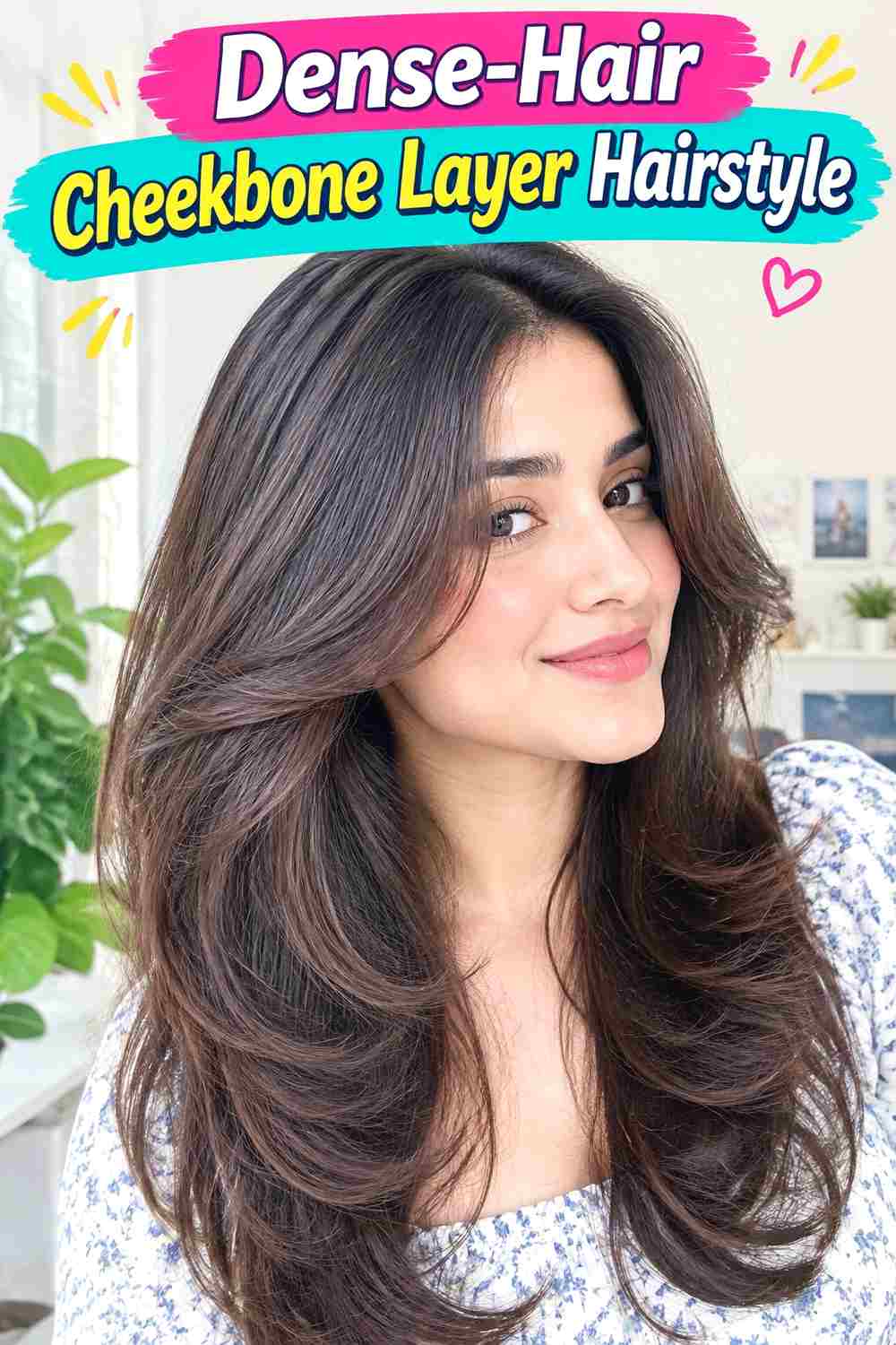 Dense-Hair Cheekbone Layer Hairstyle