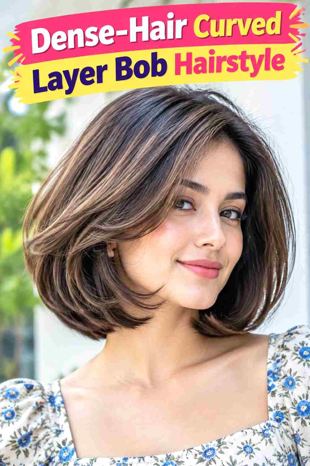 Dense-Hair Curved Layer Bob Hairstyle