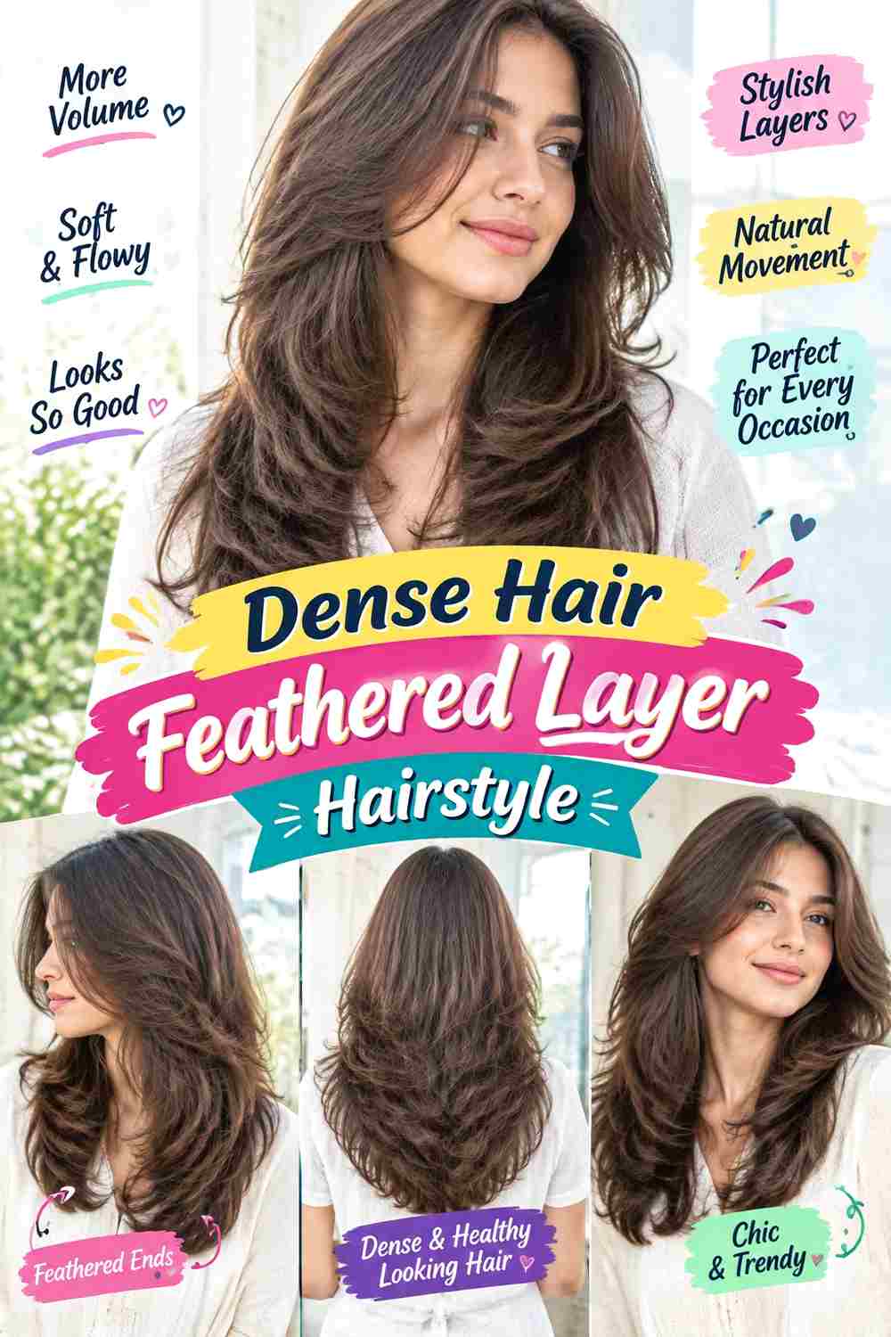 Dense Hair Feathered Layer Hairstyle