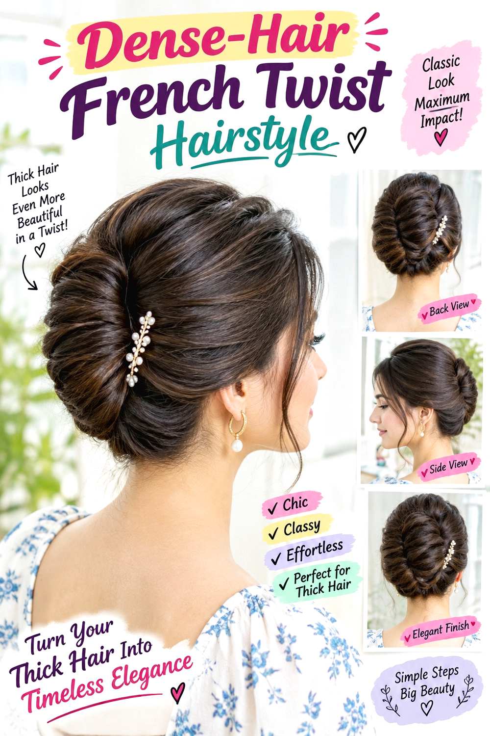 Dense-Hair French Twist Hairstyle