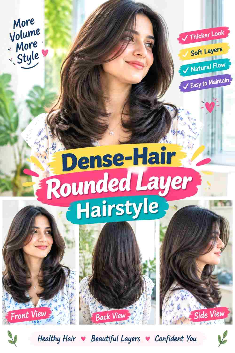 Dense-Hair Rounded Layer Hairstyle